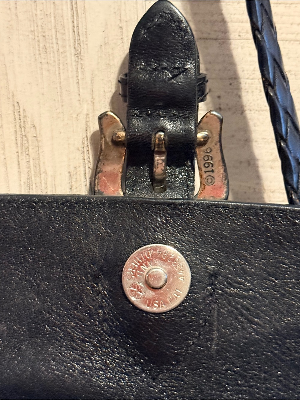 BRIGHTON vintage Black Croc-Embossed Leather Tote with Silver Buckle - Picture 5 of 11